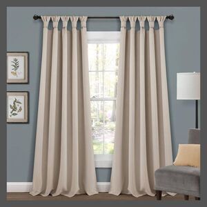 Lush Decor - Set of 2 (84"x52") Knotted Tab Top Insulated Black Cream